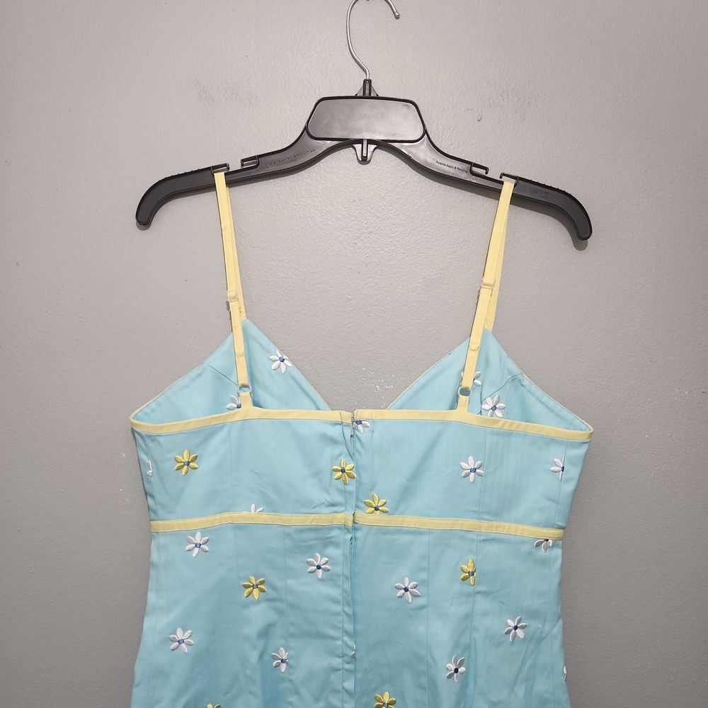 Lilly Pulitzer Vintage Light Blue and Yellow Embroidered Floral Dress Size 10 - Picture 6 of 10